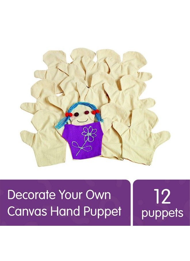 Colorations Canpup Set Of 12 Kids Decorate Your Own Canvas Hand Puppets 91/7"H Each For All About Me Social Emotional Pretend Play Activities  - Image 3