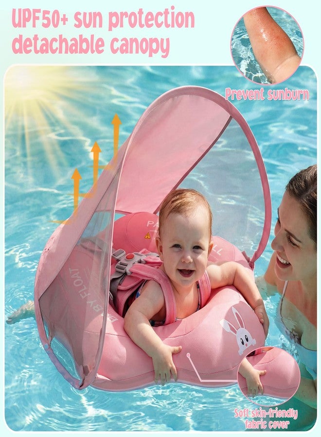 Parentswell Baby Pool Float with Canopy UPF50+ Sun Protection, Soft Fabric-Covered Baby Floats with Safety Seat, No Flip Over Baby floatie for Age 6-36 Months, Infant Pool Float for Toddler (Pink) - Image 3