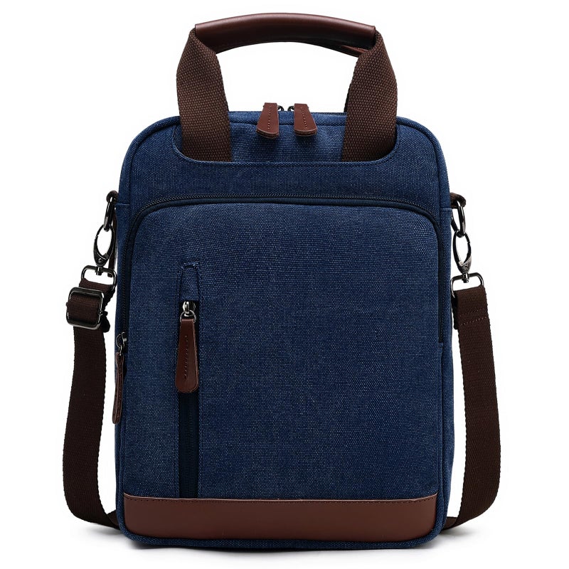 mygreen Messenger Bag for Men, Canvas Crossbody Shoulder Bags Vintage Satchel for Travel Work Business Dark Blue - Image 1