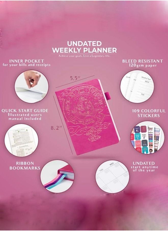 Generic - A5 Hardcover Weekly And Monthly Life Plan Organizer Notebook With 3 Beautiful Stickers For Daily Productivity, Time Management And Achieving Goals Helps Keep Track Of The Important Things In Life - Image 1