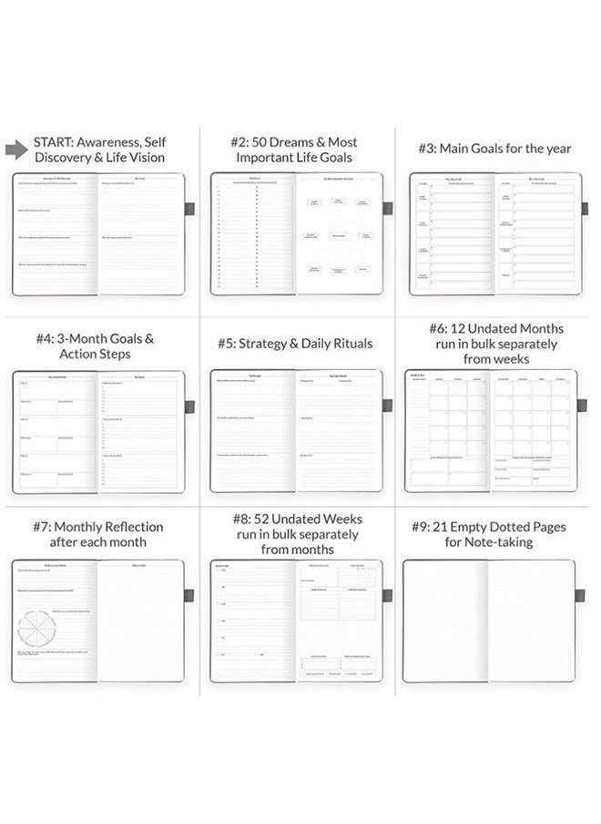 Generic - A5 Hardcover Weekly And Monthly Life Plan Organizer Notebook With 3 Beautiful Stickers For Daily Productivity, Time Management And Achieving Goals Helps Keep Track Of The Important Things In Life - Image 1