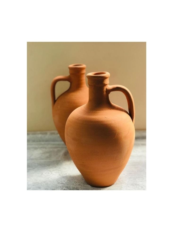 Clay Vintage Water Jar with Handle – Handmade Earthenware - Image 2