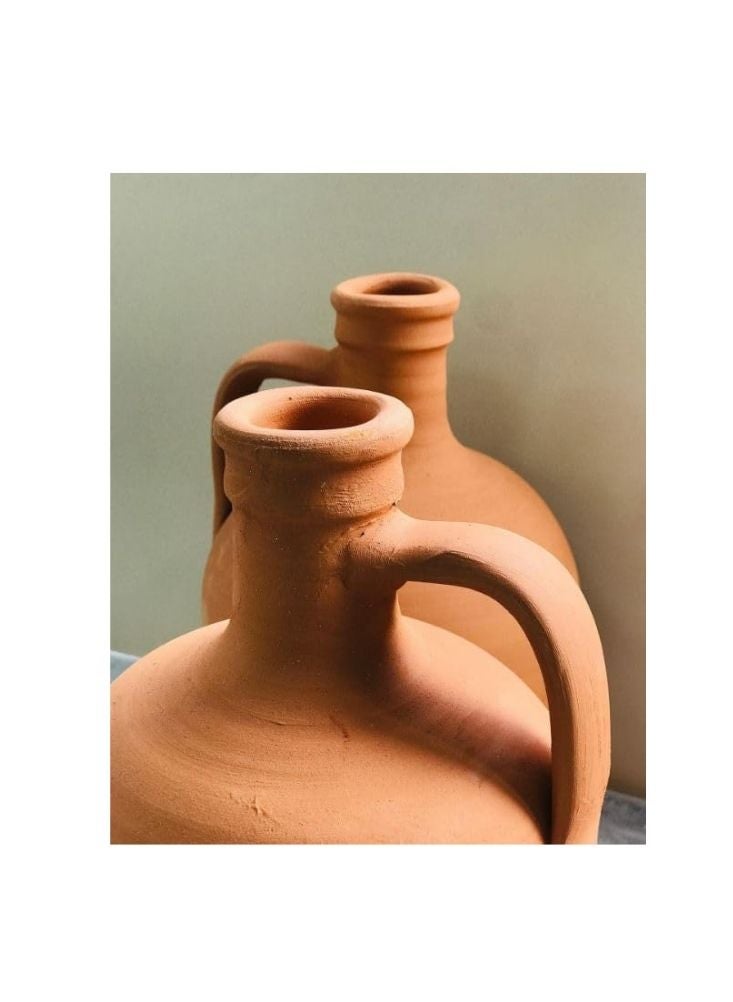Clay Vintage Water Jar with Handle – Handmade Earthenware - Image 3