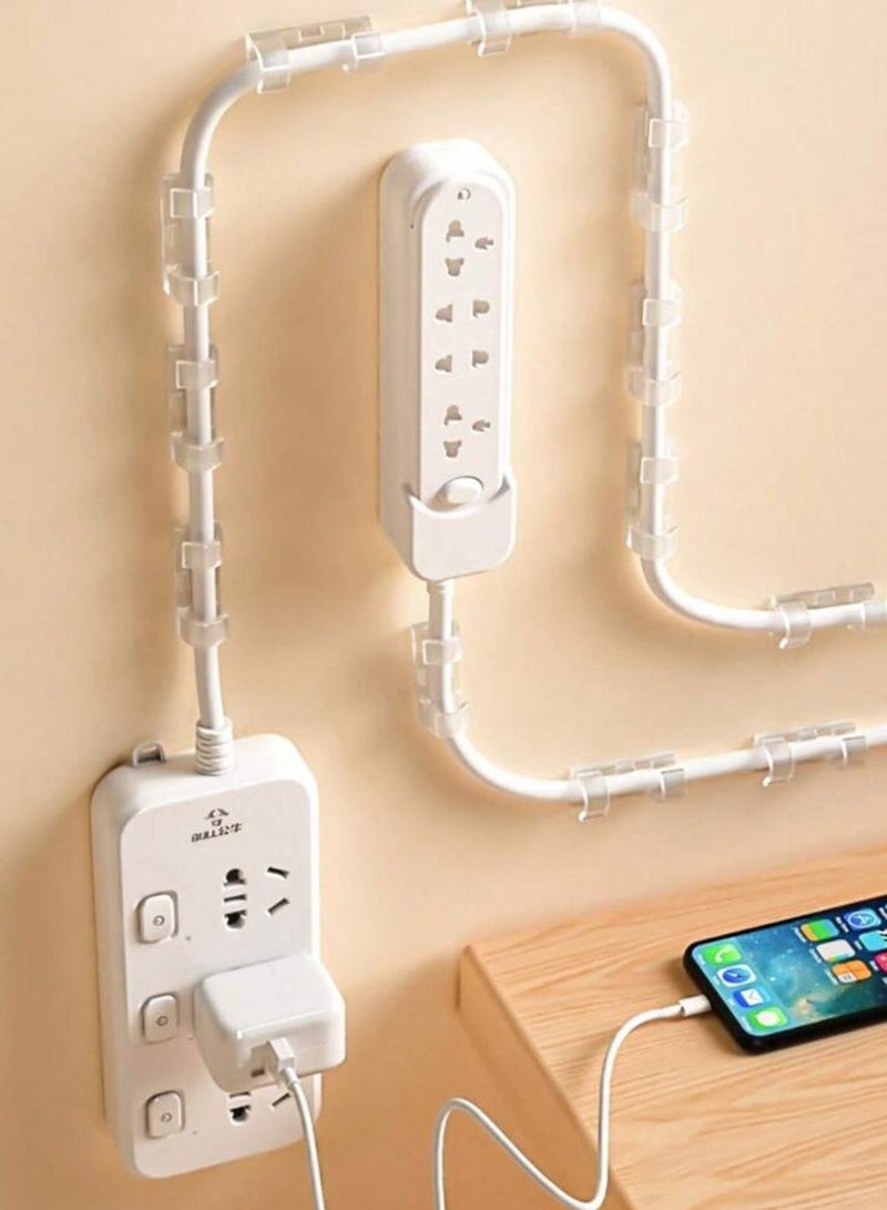 20 قطعة من مشابك الأسلاك والكابلات اللاصقة، مشابك سلك الإضاءة الخارجية، مشابك الكابلات اللاصقة، مشابك الحبل، منظم الأسلاك للتلفاز والكمبيوتر المحمول وسطح المكتب والمنزل والمكتب والجدار وسلك الشاحن - Image 1