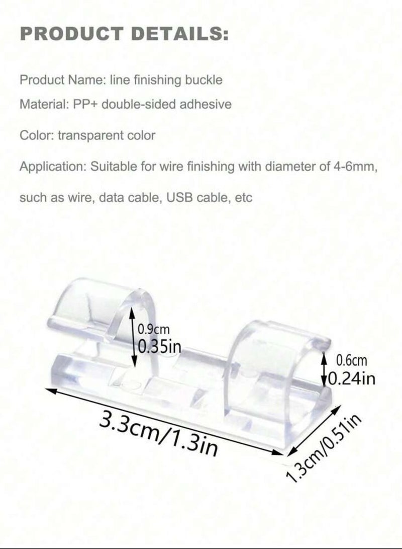 20 قطعة من مشابك الأسلاك والكابلات اللاصقة، مشابك سلك الإضاءة الخارجية، مشابك الكابلات اللاصقة، مشابك الحبل، منظم الأسلاك للتلفاز والكمبيوتر المحمول وسطح المكتب والمنزل والمكتب والجدار وسلك الشاحن - Image 5