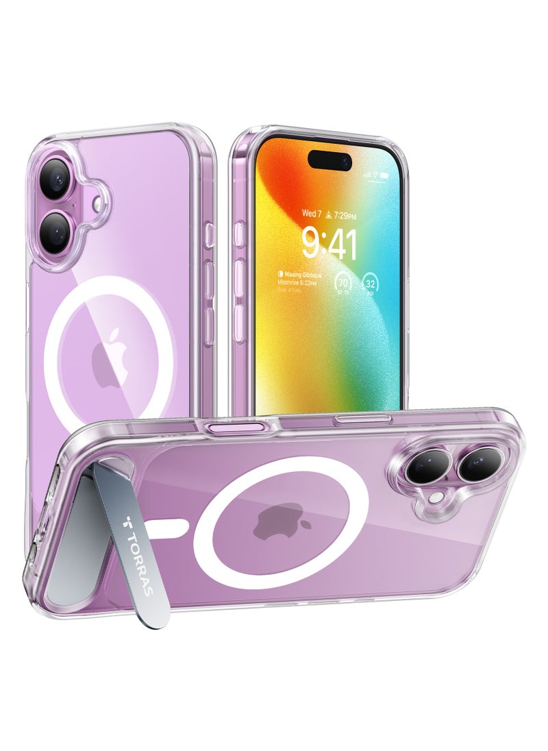 Strong Magnetic & Seamless Stand for iPhone 16 Case, Fit for MagSafe, Mil-Grade Drop Protection, Adjustable Kickstand Phone Case for iPhone 16 Case, Slim Anti-Scratch Clear