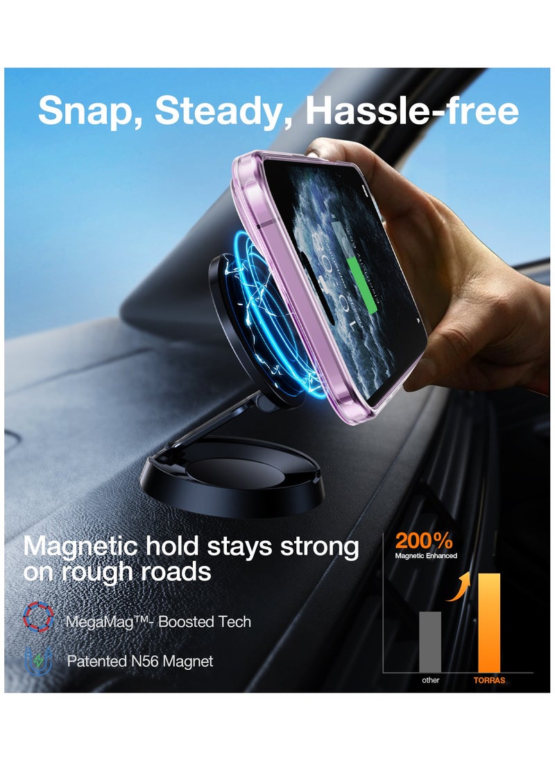 Strong Magnetic & Seamless Stand for iPhone 16 Case, Fit for MagSafe, Mil-Grade Drop Protection, Adjustable Kickstand Phone Case for iPhone 16 Case, Slim Anti-Scratch Clear