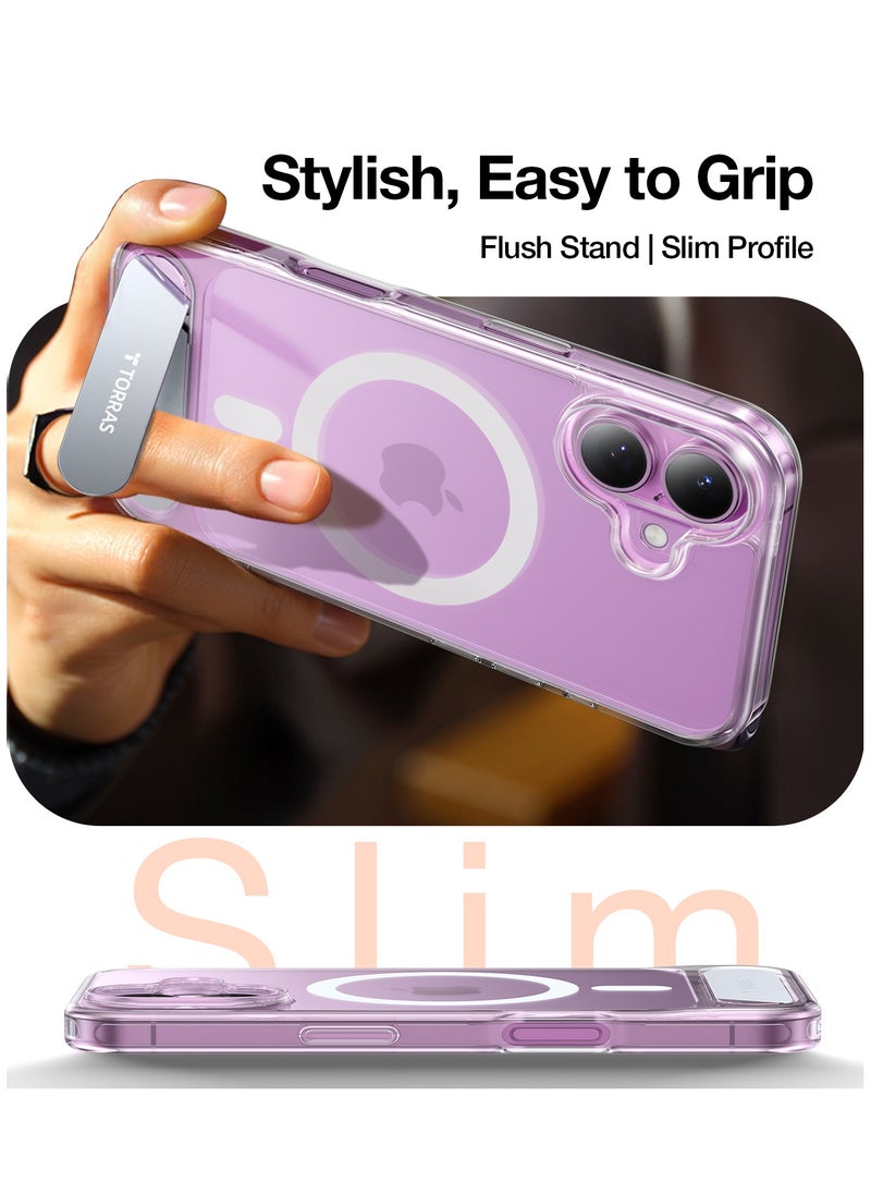 Strong Magnetic & Seamless Stand for iPhone 16 Case, Fit for MagSafe, Mil-Grade Drop Protection, Adjustable Kickstand Phone Case for iPhone 16 Case, Slim Anti-Scratch Clear
