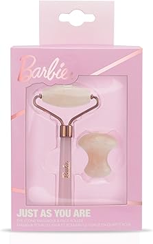 Barbie Rose Quartz Facial Roller and Rose Quartz Eye Stone Massager Rose Quartz for face and eyes skincare pamper - Image 1