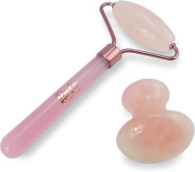 Barbie Rose Quartz Facial Roller and Rose Quartz Eye Stone Massager Rose Quartz for face and eyes skincare pamper - Image 5