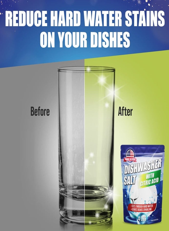 IMPRESA Dishwasher Rinse Aid with Citric Acid Cleaner - Dishwasher Salt Hard Water Stain Remover - Powerful Cleaner, Descaler, Water Softener, Detergent Booster - 4LB - Image 4