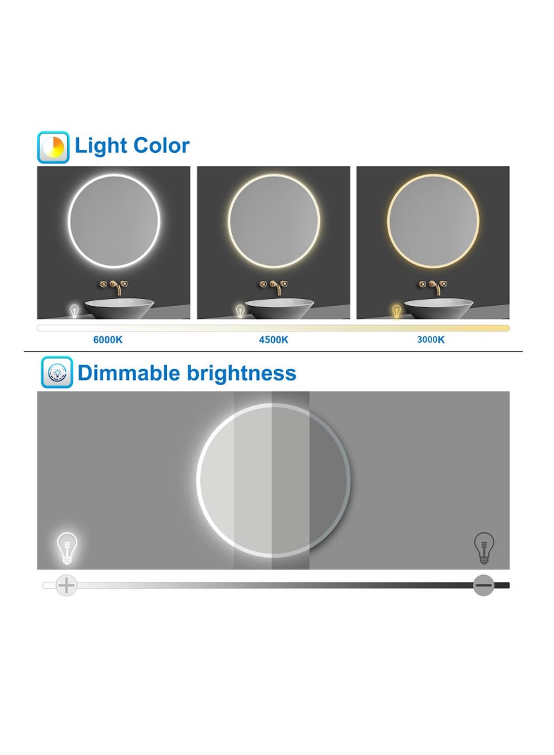 LED Light Mirror for Bathroom, Wash Basin, Home   Round Shape Mirror 60*60