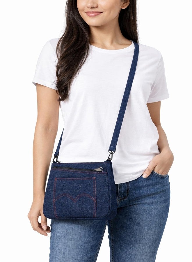 SHOPATHON INDIA Denim Crossbody Sling Bag for Women | Jeans Pocket Design with Multiple Zipper Pockets | Adjustable Shoulder Strap | Compact Daily Use Side Bag - Image 5