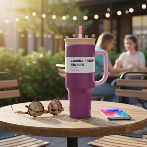 Home-Cloud HomeCloud 1200ml Insulated Coffee Tumbler with Lid – Double Wall Travel Mug for Hot & Cold Drinks, Leak-Proof, Durable, Portable, Stylish Stainless Steel Design (Rose Red) - Image 3