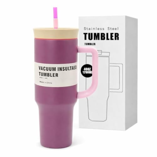 Home-Cloud HomeCloud 1200ml Insulated Coffee Tumbler with Lid – Double Wall Travel Mug for Hot & Cold Drinks, Leak-Proof, Durable, Portable, Stylish Stainless Steel Design (Rose Red) - Image 1