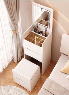 Raffine Multifunctional Makeup Dressing Table Drawers Make Up Organizer Storage Cabinet Makeup Table Set with Touch Light Vanity Mirror and Cushioned Stool 40 x 40 x 82 Centimeter  - Image 2