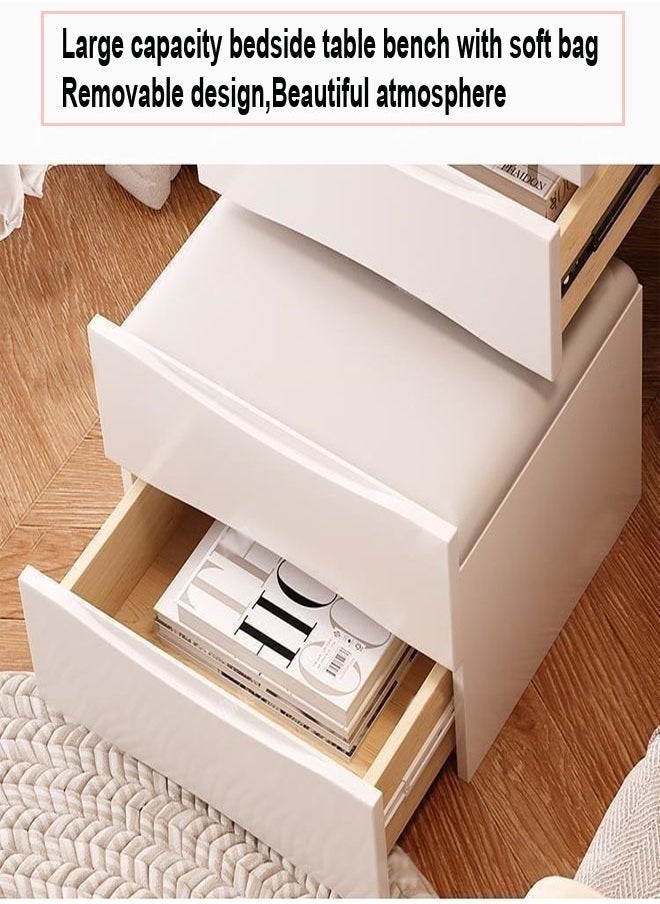 Raffine - Multifunctional Makeup Dressing Table Drawers Make Up Organizer Storage Cabinet Makeup Table Set with Touch Light Vanity Mirror and Cushioned Stool 40 x 40 x 82 Centimeter - Image 1
