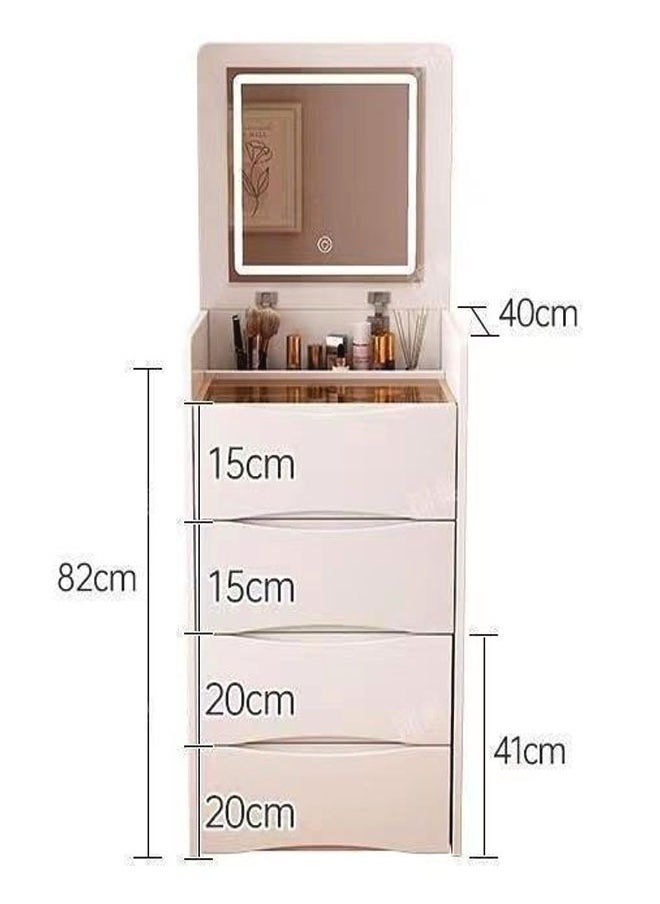 Raffine - Multifunctional Makeup Dressing Table Drawers Make Up Organizer Storage Cabinet Makeup Table Set with Touch Light Vanity Mirror and Cushioned Stool 40 x 40 x 82 Centimeter - Image 1