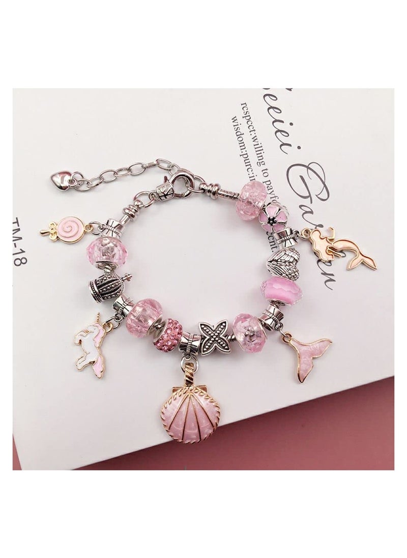 null - 66pcs Charm Bracelet Making Kit, Teen Girl Gifts Jewelry Making Kit, Unicorn/Mermaid Girl Toys Art Supplies Crafts for Girls Age 5-12 - Image 1