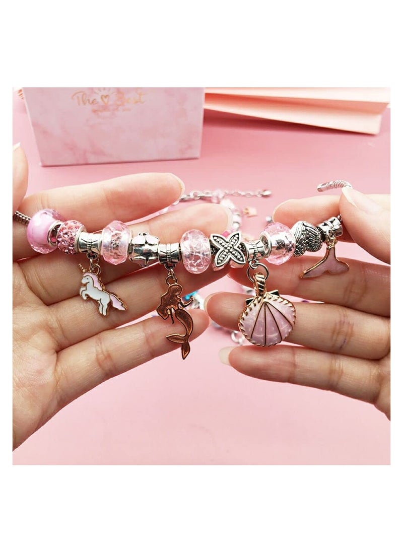 null - 66pcs Charm Bracelet Making Kit, Teen Girl Gifts Jewelry Making Kit, Unicorn/Mermaid Girl Toys Art Supplies Crafts for Girls Age 5-12 - Image 1