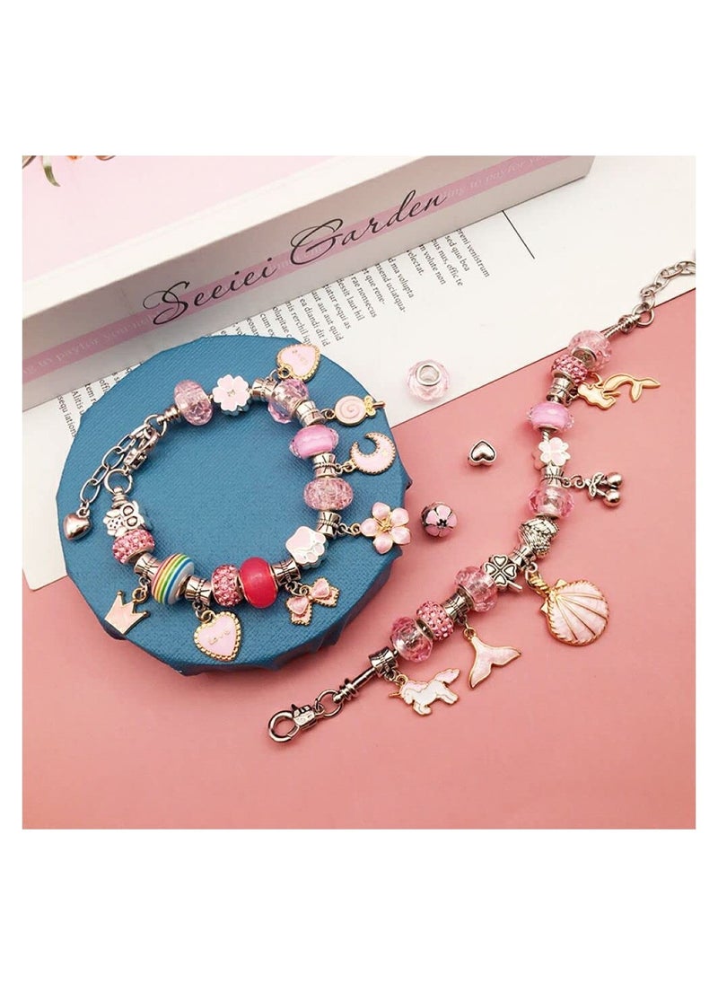 null - 66pcs Charm Bracelet Making Kit, Teen Girl Gifts Jewelry Making Kit, Unicorn/Mermaid Girl Toys Art Supplies Crafts for Girls Age 5-12 - Image 1
