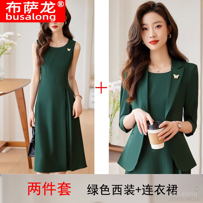 Bucason Women'S Mid-Sleeve Professional Suit Dress Formal Suit Interview Sales Work Clothes 966 - Image 1