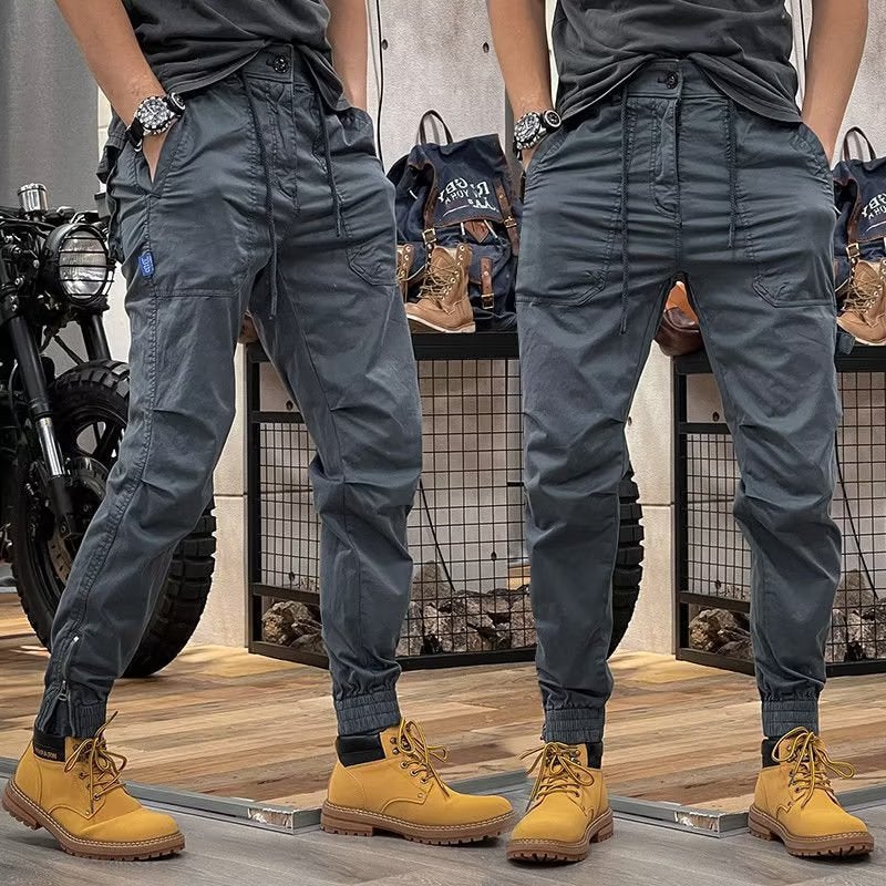 2023 Retro American Work Pants Mens Summer Lightweight Outdoor Casual Large Size Dark gray 