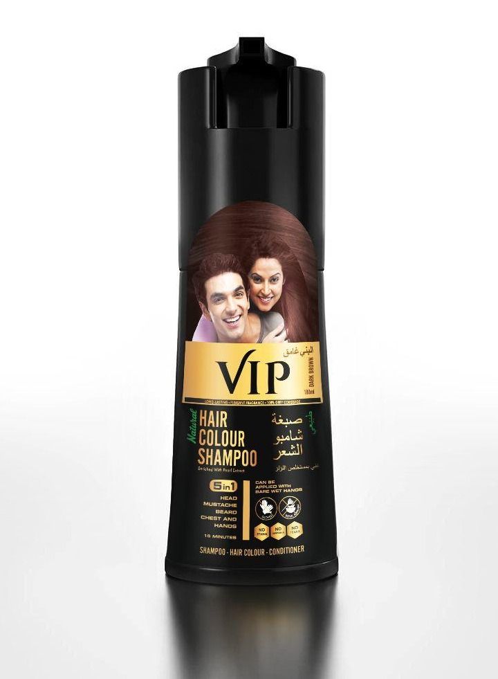 VIP Original Natural Hair Color Shampoo Dark Brown 180ml - Arabic