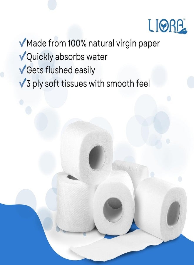 Liora 2 Ply Toilet Paper Roll | 1110 Pulls | 185 Pulls x 6 Rolls| Ultra-Soft, Highly Absorbent Tissue | Compatible with All Dispensers | Ideal for Home, Office & Restaurant Use - Image 4