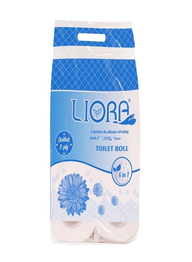 Liora 2 Ply Toilet Paper Roll | 1110 Pulls | 185 Pulls x 6 Rolls| Ultra-Soft, Highly Absorbent Tissue | Compatible with All Dispensers | Ideal for Home, Office & Restaurant Use - Image 1