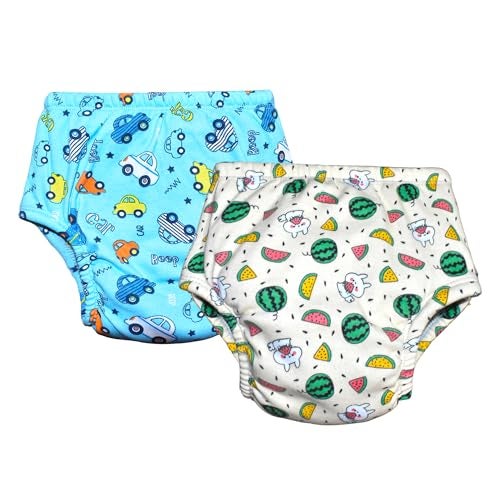 ParentsLap Padded Underwear for Babies and Toddlers with 3 Layers of Cotton Padding Potty Training Pull Up & Diaper-Free Time Pack of 2 (1-2 years assorted prints) - Image 1