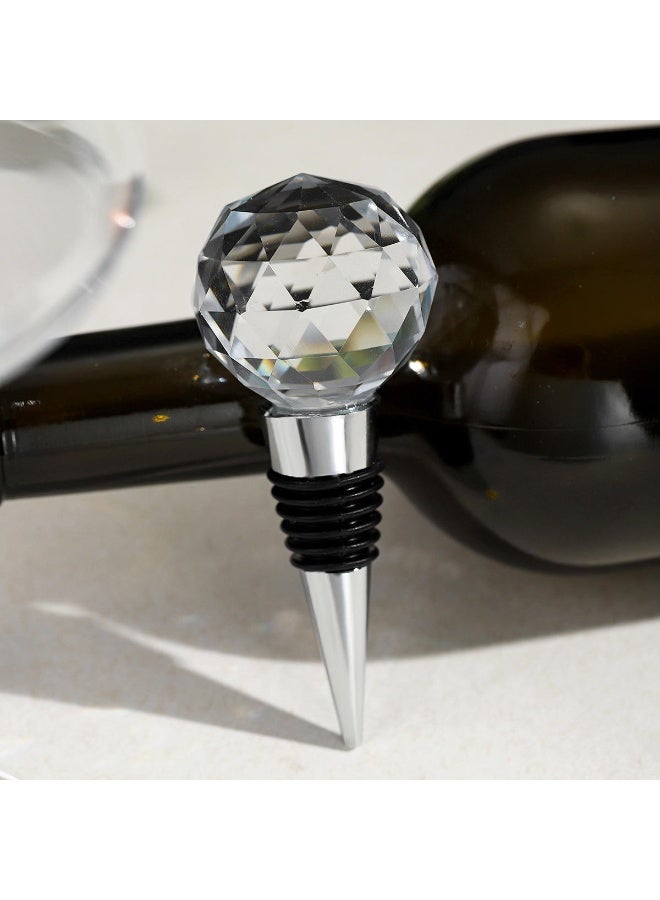 2PCS Wine Bottle Stopper Set Diamond & Round Crystal Reusable Wine Cork Leakproof Silicone Seal Decorative Wine Plug for Red Wine Bottles - Image 4