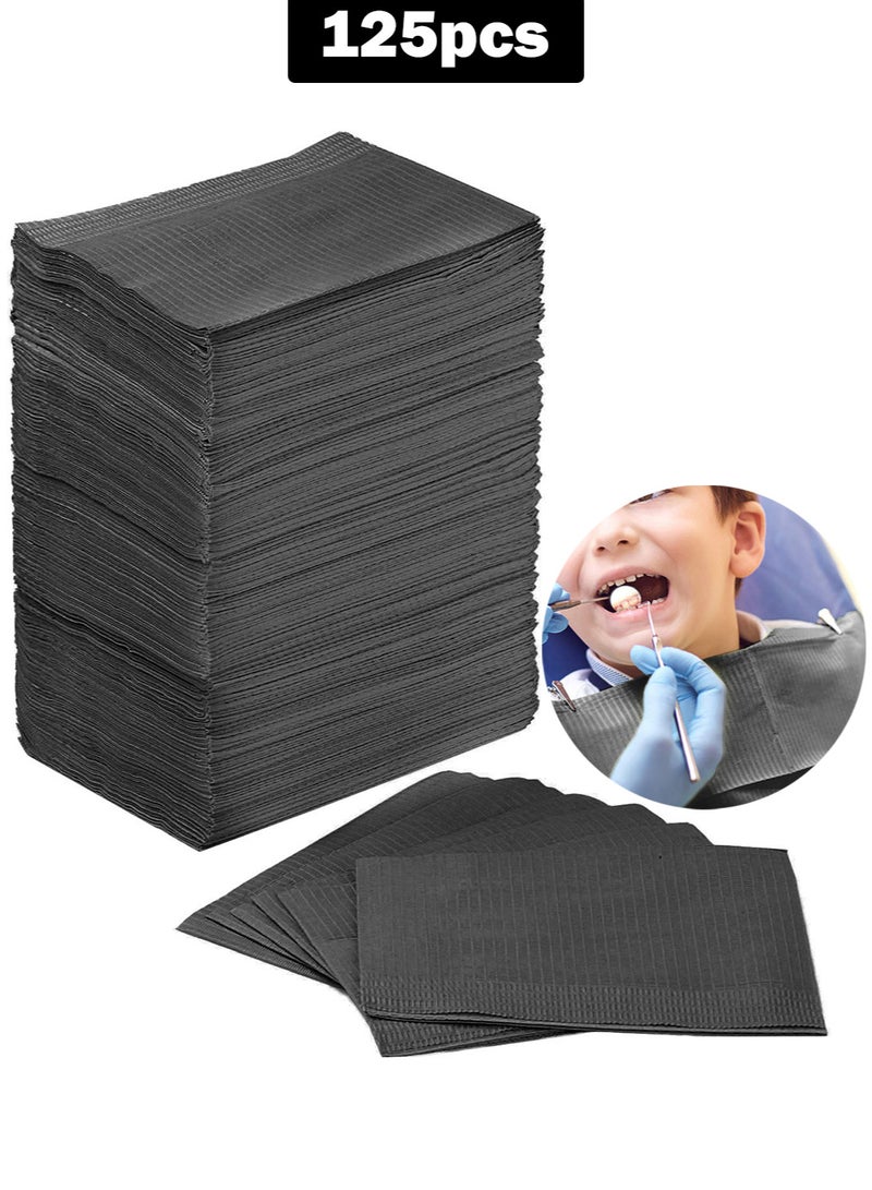 125pcs Dental Bibs Disposable Patient Bibs, 33cm x 45cm 3-Ply Waterproof Dentist Paper Bibs Sheets for Dental, Medical, Tattoo, Nail Tra or Table Cover - Image 1