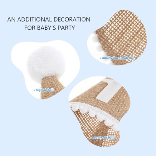Zytiqt 2Pcs Birthday Cap, Set of Baby Caps for One Month Photoshoot Props, First Birthday Celebration Hats in Blue Pink and White (Blue) - Image 3