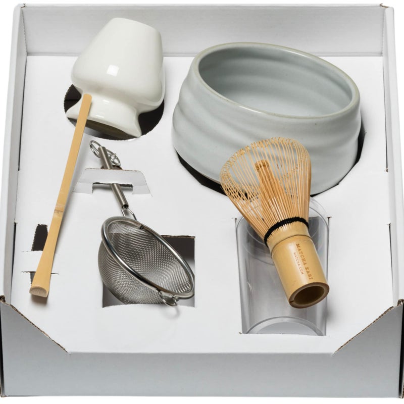 Matcha Kari Dr. Weil Matcha Kari - Lite Matcha Tea Set - White - Whisk with Holder, Scoop, Sifter, and Ceramic Bowl - Image 3