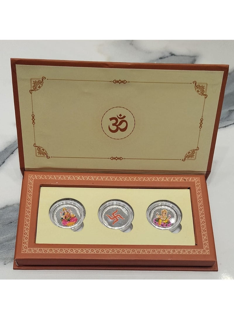 KHUSHBOO JEWELS 3 GRAMS SILVER 999 LAXMI GANESH COIN BOX - Image 2