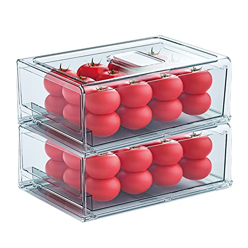 YekouMax Fridge Drawer Organizer  2 Pcs PullOut Cabinet Storage Containers For Fridge Freezer Pantry Organizer for Kitchen Storage  Organization Sets 1181 Long