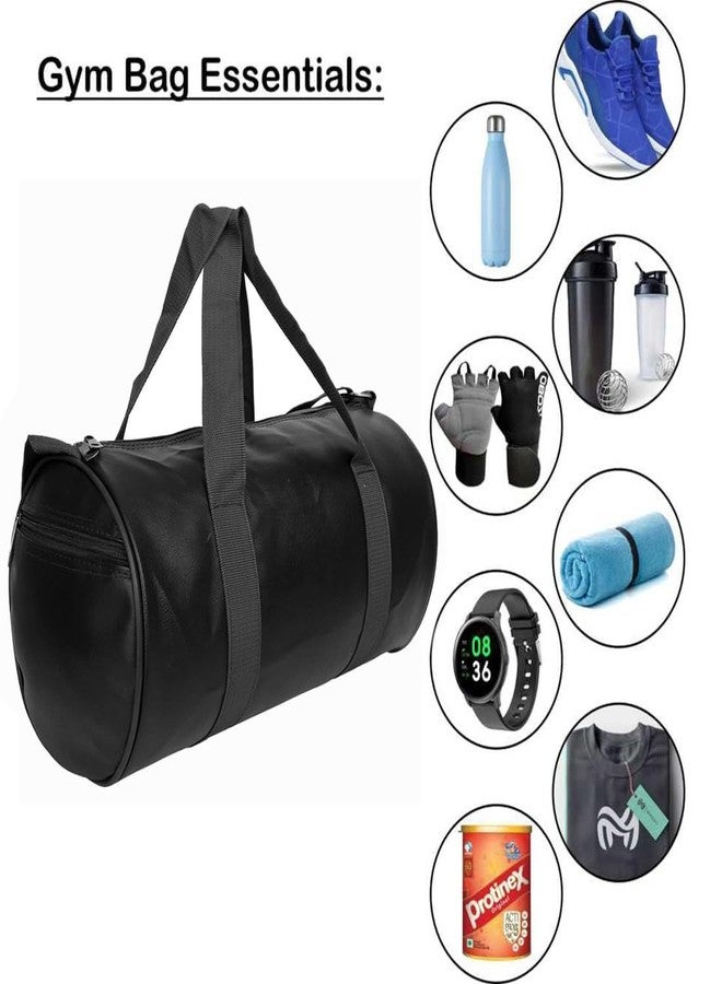 COOL INDIANS Combo (Pack of 2) Pu-Leather Gym Bag Gym Duffel Bag with Shoulder Strap for Men's & Women's with Grey Wrist Support Band for Daily Exercise., 23 Cm (Green) - Image 2