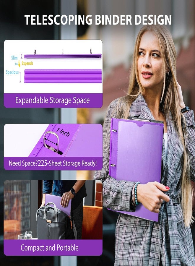 ووت آي مجموعة WOT I المكونة من 4 مجلدات تلسكوبية بثلاث حلقات مقاس 1 بوصة، مجلد مرن قابل للتوسيع - تصميم حاصل على براءة اختراع لسهولة الحمل، يتسع لـ 225 ورقة، مثالي للمدرسة والمكتب والتنظيم المنزلي، أزرق + أخضر + أحمر + بنفسجي - Image 2