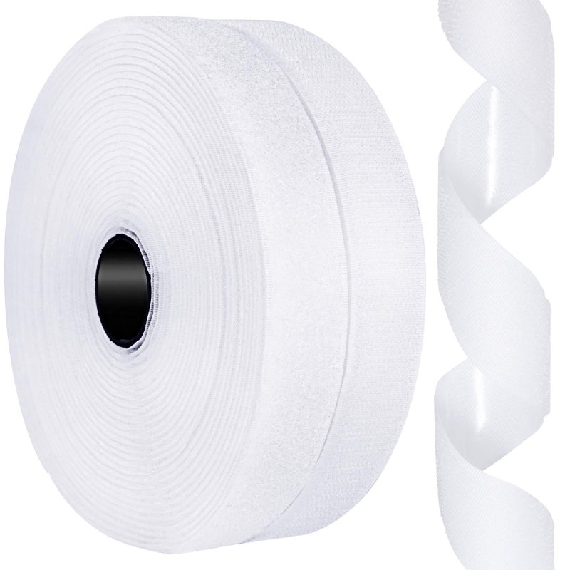 1 Inch x 26 Feet Hook and Loop Tape Sticky Back Fastener Roll Nylon Self Adhesive Heavy Duty Strips Fastener for Home Office School Car and Crafting Organization