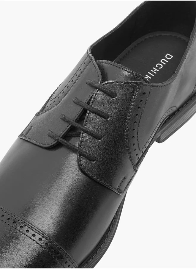 DUCHINI Men's Textured Derby Shoes with Lace-Up Closure