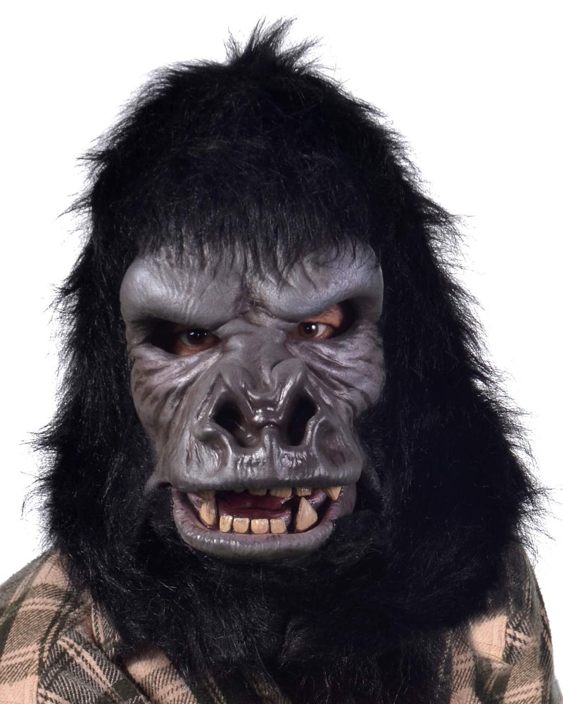 Zagone Studios قناع غوريلا زاجون - قناع وجه غوريلا واقعي من اللاتكس، قناع قرد بيغ فوت للكبار، أقنعة هالوين سيليكون سوداء - Image 1
