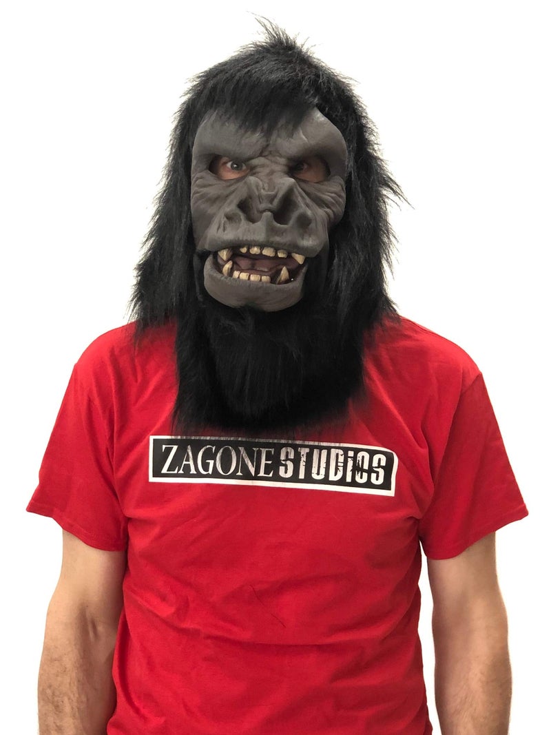 Zagone Studios قناع غوريلا زاجون - قناع وجه غوريلا واقعي من اللاتكس، قناع قرد بيغ فوت للكبار، أقنعة هالوين سيليكون سوداء - Image 5