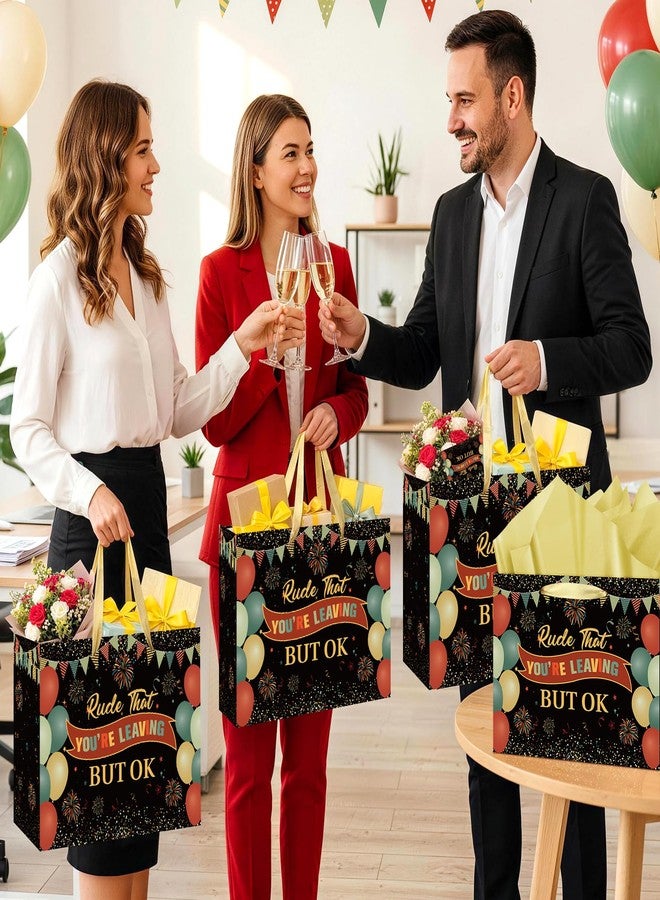 Wayyogh Funny Farewell Gift Bag Vintage Rude That You're Leaving But Ok Wrapping Bag with Tissue Paper and Card for Men Women Retirement Office Coworker Leaving Going Away Graduation Party Wrap Bags Supplies - Image 2