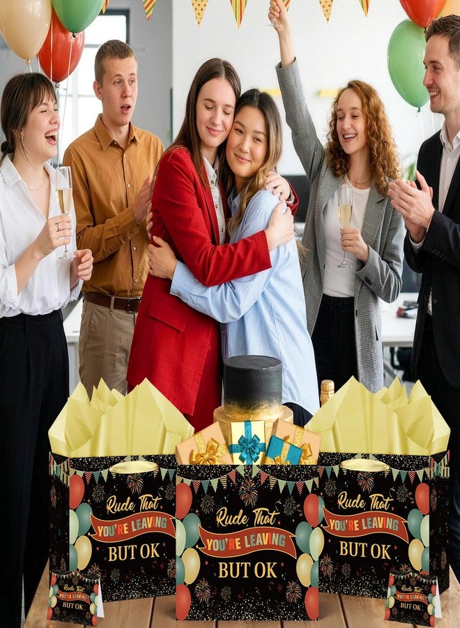 Wayyogh Funny Farewell Gift Bag Vintage Rude That You're Leaving But Ok Wrapping Bag with Tissue Paper and Card for Men Women Retirement Office Coworker Leaving Going Away Graduation Party Wrap Bags Supplies - Image 5