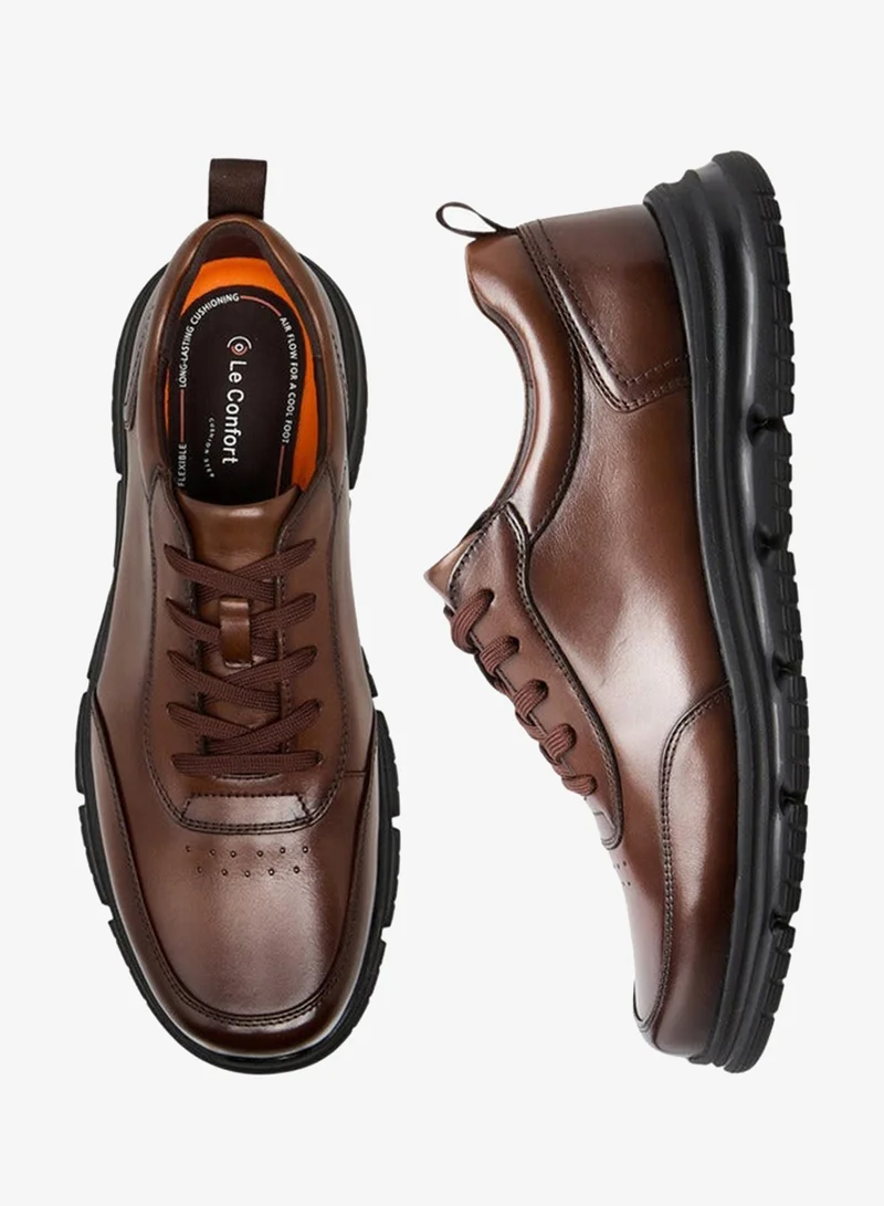 لو كونفورت Men Lace-Up Leather Loafers