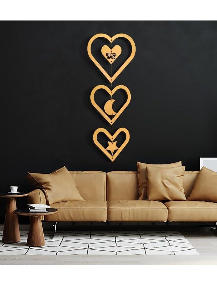 زينة رمضان معلقه على شكل 3 قلوب - Image 1