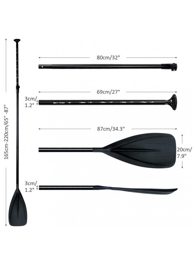 Karltion Karltion SUP Paddle - Adjustable 3 Pieces Stand-Up Board Paddles Floating Aluminum Alloy Shaft Easy Packable Travel SUP-Black - Image 2