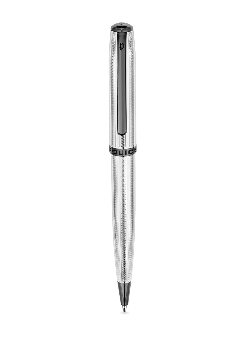 POLICE Avenir Stainless Steel Textured Pen with Gun Metal Trims and Blue Ink