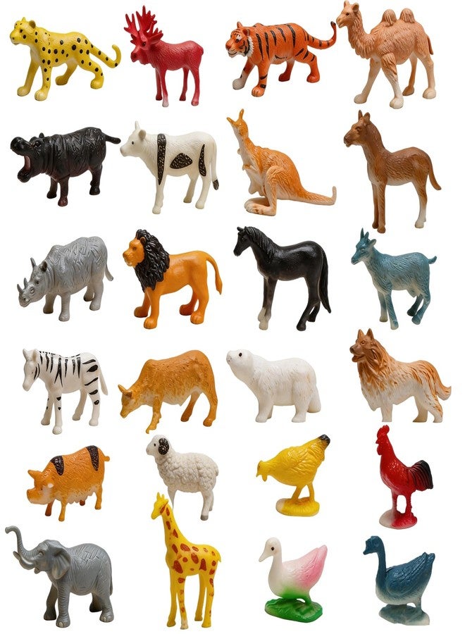 CUTE STONE 24 PCS Animals Figures Toys, Realistic Wild Zoo Animal Figurines, Animal Learning Toys for Kids Toddlers Boys - Image 1